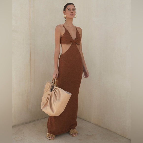 Cult Gaia Serita Maxi Knit Dress Amber Rust Brown S - Picture 7 of 13